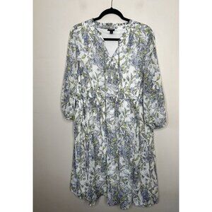 Torrid Mini Clip Dot Front Keyhole Dress White Long Sleeve Size 2